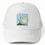 Happy Little Yellow Easter Chick and Flower Mesh Hat