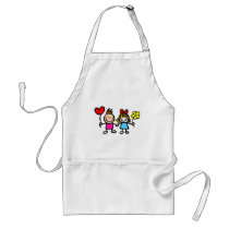 happy lover children with heart shape balloon aprons
