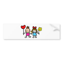 happy lover children with heart shape balloon bumper stickers