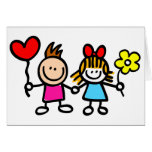 happy lover children with heart shape balloon cards