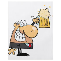 happy man cartoon celebrating with beer full color flyer