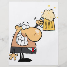happy man cartoon celebrating with beer full color flyer