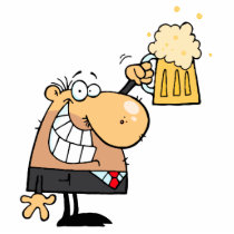 happy man cartoon celebrating with beer photo cutout