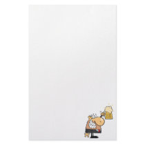 happy man cartoon celebrating with beer custom stationery