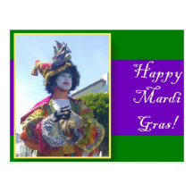 Happy Mardis Gras clown Post Cards