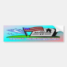 Happy Memorial Day - Flag Gravestone  Bumper Stick Bumper Stickers