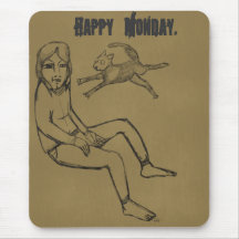 Happy Monday Flying Cat Mousepad