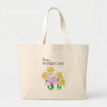 Happy Mothers Day 4 flowers Canvas Bags