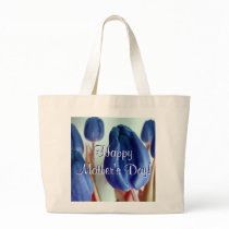 Happy Mother's Day Blue Tulips I Canvas Bags