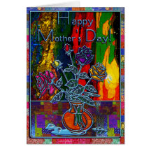 Happy Mothers Day Floral Abstract Greeting Card