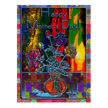 Happy Mothers Day Floral Abstract Post Cards