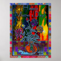 Happy Mothers Day Floral Abstract Poster