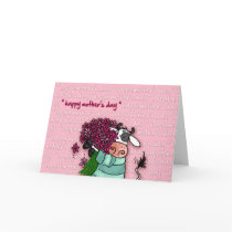 Happy Mother's Day - flower cow Greeting Card