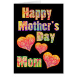 Happy Mother's Day for Mom & Colourful Retro Heart Greeting Cards