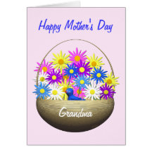 Happy Mothers Day Grandma Basket of Daisies Greeting Card