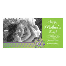 Happy Mother's Day Green & Purple Photo Card