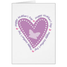 Happy Mothers Day Heart & Butterfly Greeting Cards