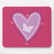 Happy Mothers Day Heart & Butterfly Mouse Pad
