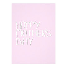 Happy Mothers Day. In pink and White. Custom Personalized Announcement