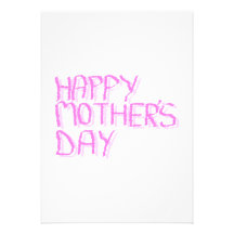 Happy Mothers Day.  Pink Letters. Personalized Invitations