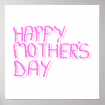 Happy Mothers Day.  Pink Letters. Poster