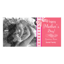 Happy Mother's Day Pink Ribbon Photo Card Template