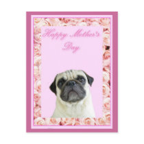 Happy Mother's Day pug postcard