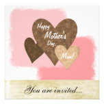 Happy Mother's Day Three Hearts Brown invitations