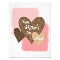 Happy Mother's Day Three Hearts Brown Photograph
