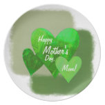 Happy Mother's Day Three Hearts Green plates