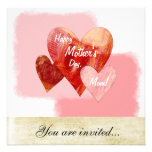 Happy Mother's Day Three Hearts Textured invitations