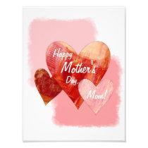 Happy Mother's Day Three Hearts Textured Art Photo
