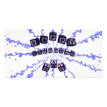 Happy Mother's Day toy blocks in blue. Personalized Photo Card