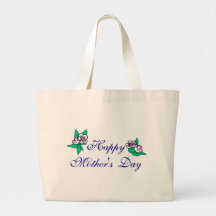 Happy Mothers Day with 2 flowers Tote Bags