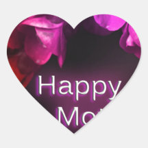 Happy Mother's Day with Red flowers Heart Sticker