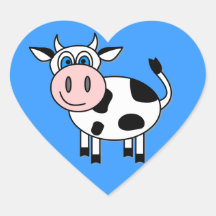 Happy Mr. Cow Heart Stickers
