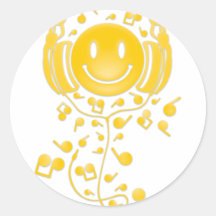 Happy_Music Round Stickers