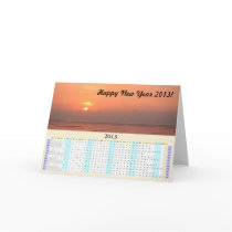 Happy New Year 2013 Sunset over Ocean Greeting Card