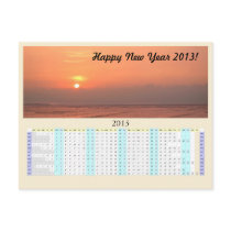 Happy New Year 2013 Sunset with Calendar Postcard