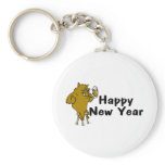 Happy New Year Bull And Beer Keychain