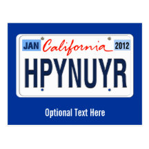 Happy New Year California License Plate 2012 Post Cards