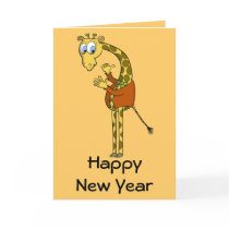 Happy New Year  card "funny giraffe" cartoon