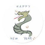 Happy New Year Dragon Round Sticker
