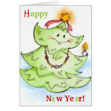 Happy New Year Fir-Tree Card