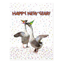 Happy New Year Geese Post Card