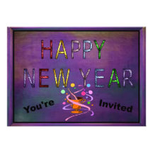 Happy New Year in Stained Glass Personalized Invite