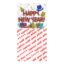 Happy New Year Party Hats Custom Photo Card