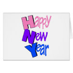 Happy New Year Pink Purple Blue Card