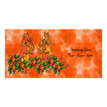 Happy New Year Rabbits Custom Photo Card