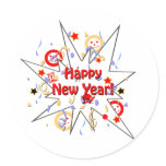 Happy New Year Smiley Splash stickers
